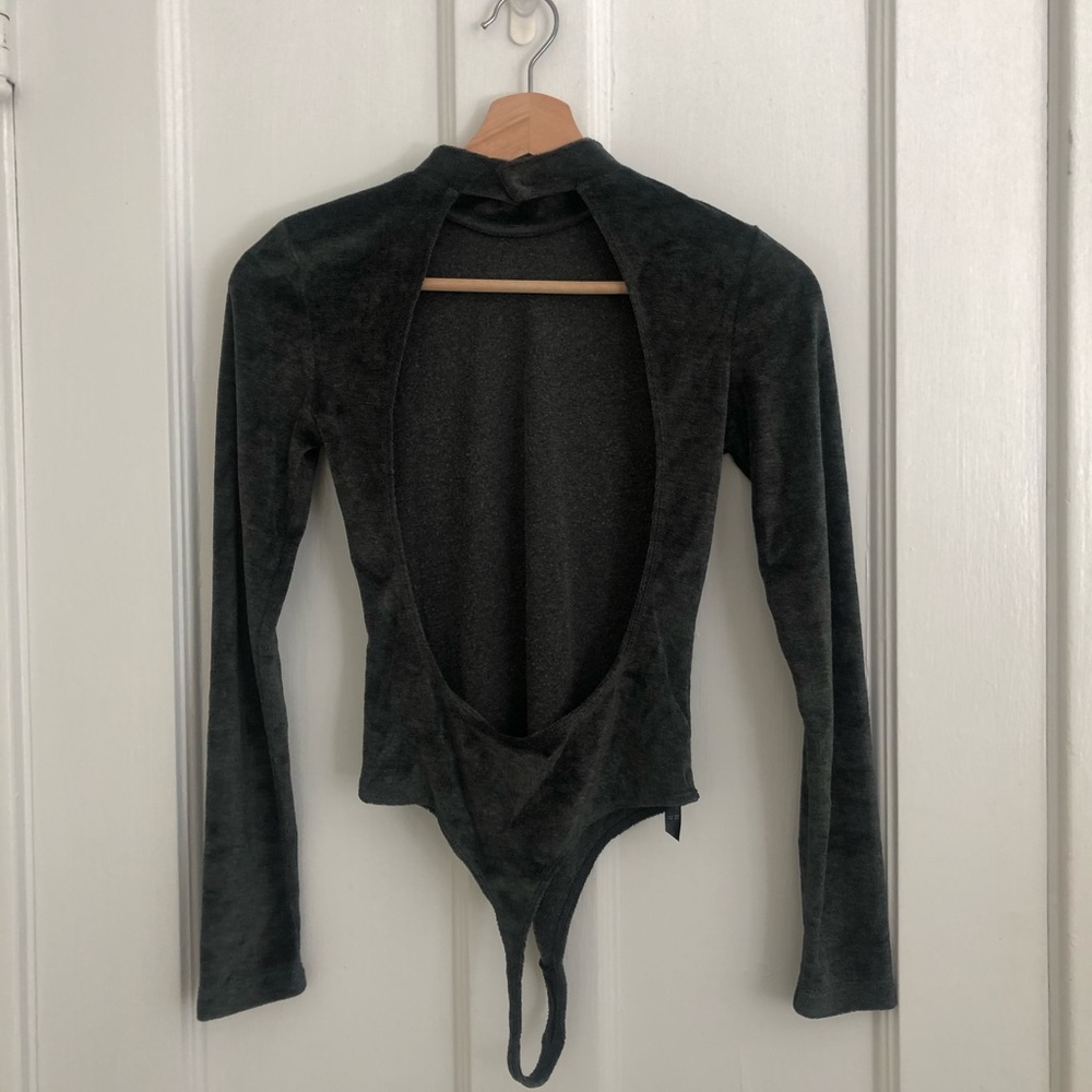 Open back velvet bodysuit